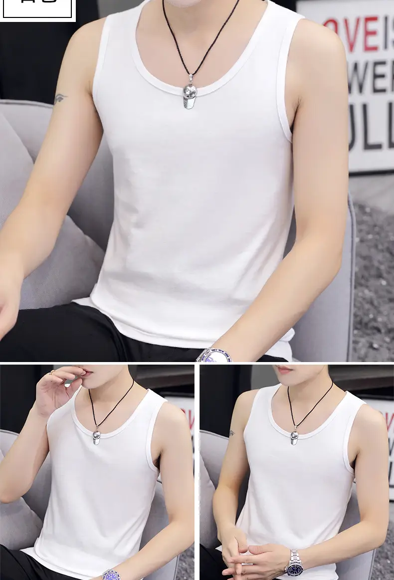 Men Cotton Sleeveless Vest Grey Slim Fit — feature 12