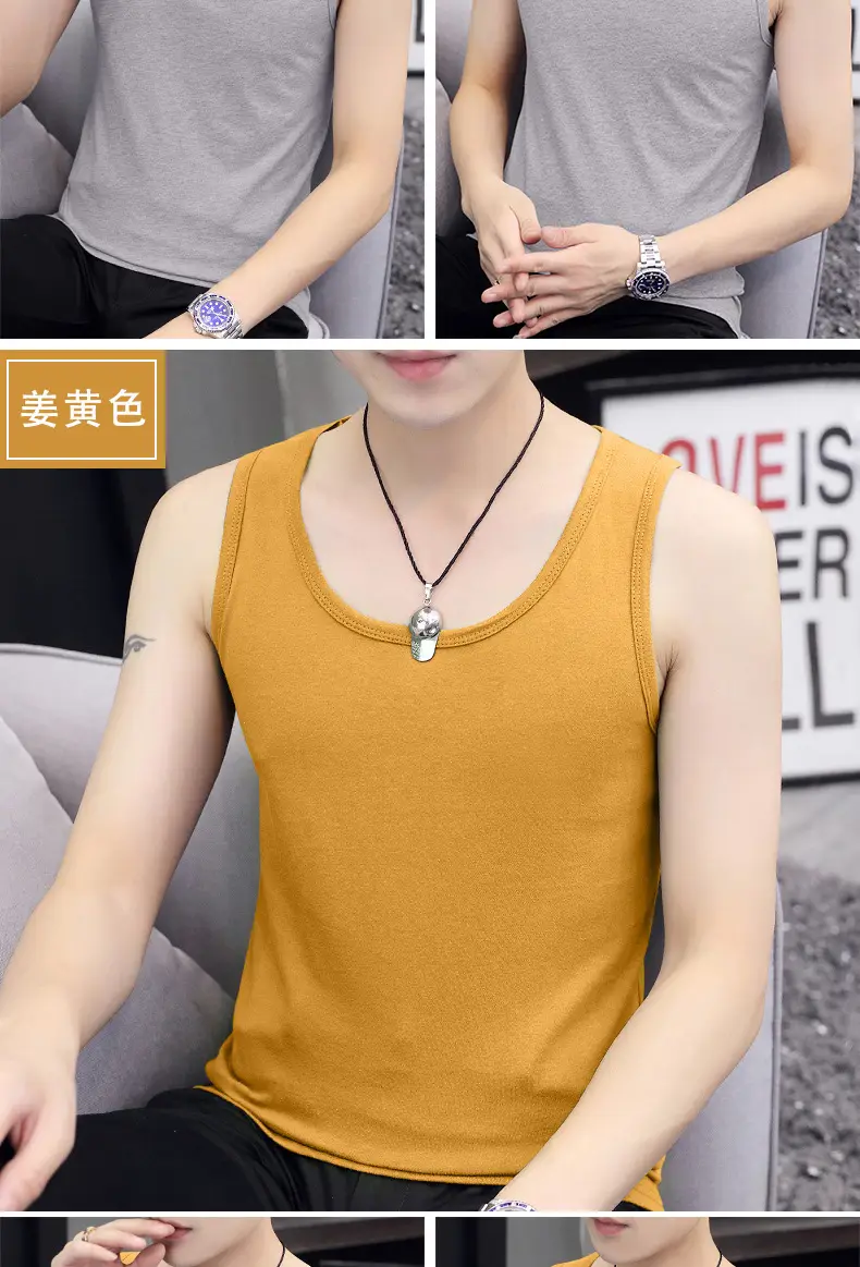 Men Cotton Sleeveless Vest Grey Slim Fit — feature 15