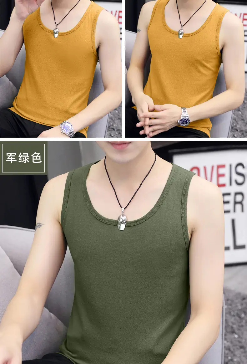 Men Cotton Sleeveless Vest Grey Slim Fit — feature 16