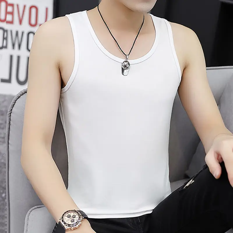 Men Cotton Sleeveless Vest Grey Slim Fit - Image 2
