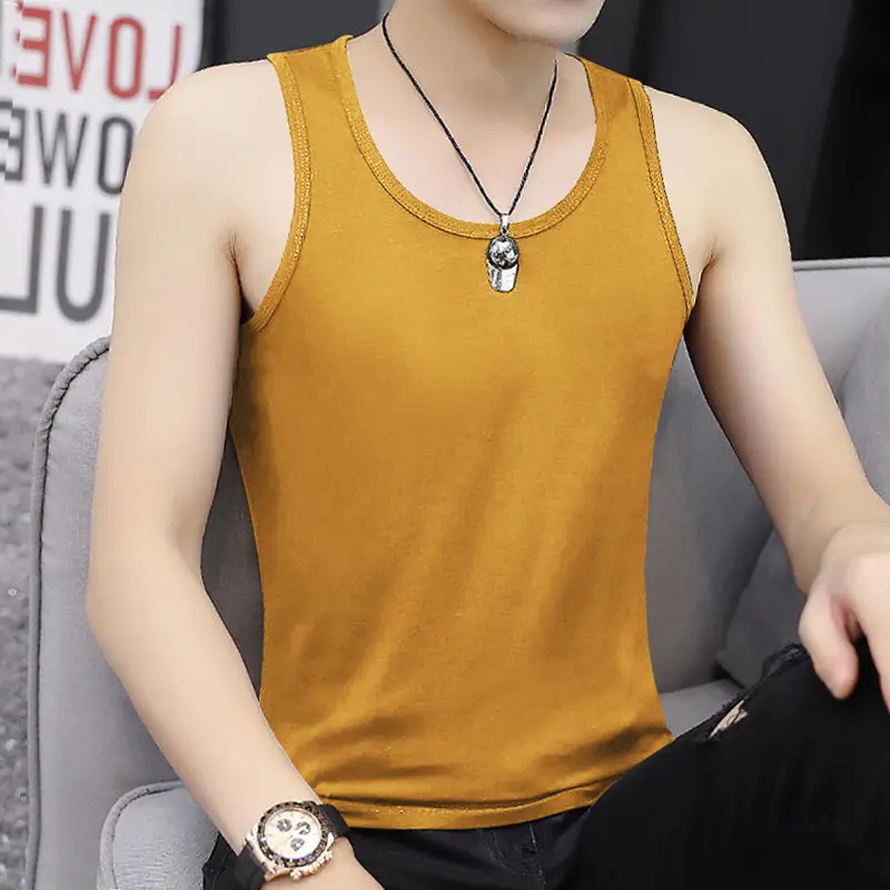 Men Cotton Sleeveless Vest Grey Slim Fit - Image 5
