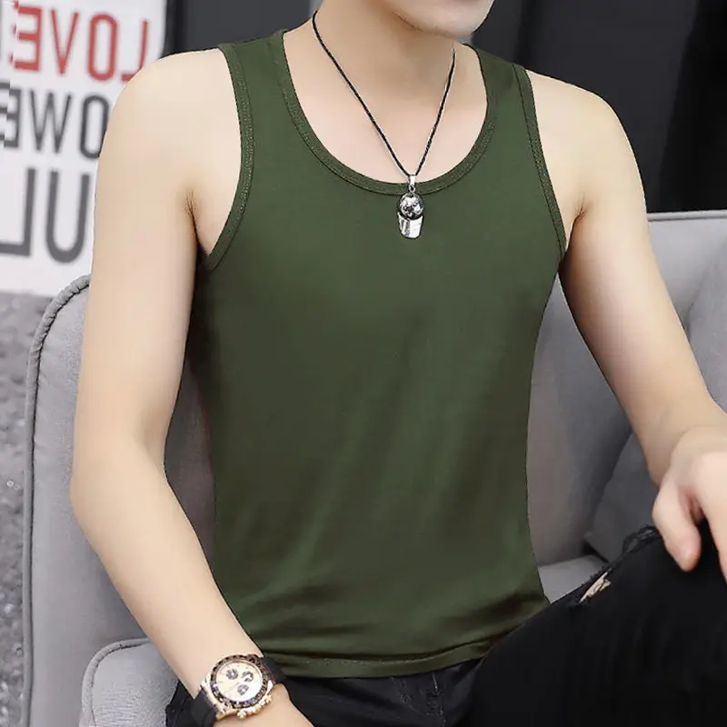 Men Cotton Sleeveless Vest Grey Slim Fit - Image 6