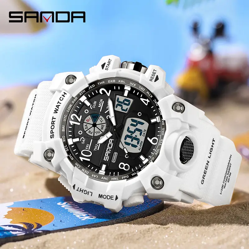 Men's Black Sport Watch with Dual Display & Alarm Clock - Image 74