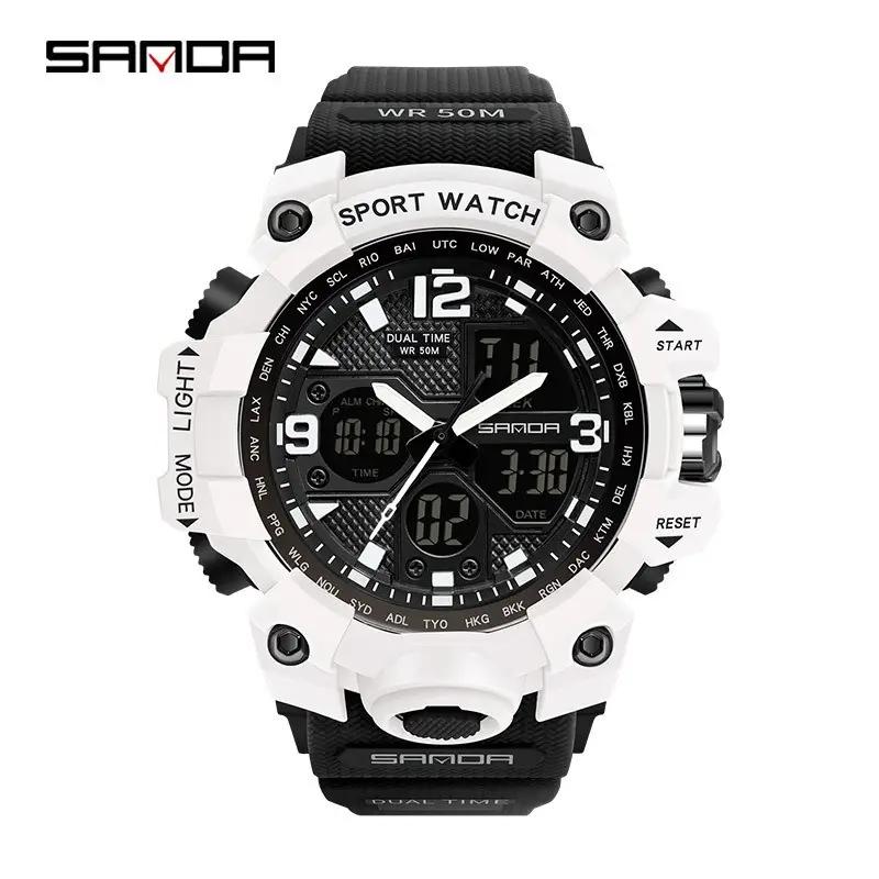Men's Black Sport Watch with Dual Display & Alarm Clock - Image 69