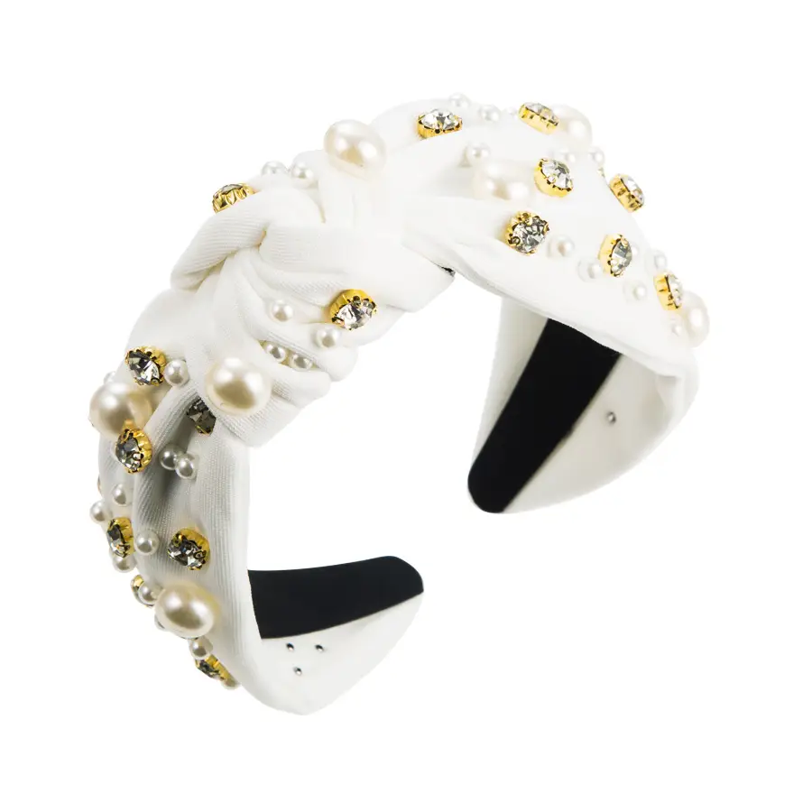 Pearl & Diamond Hairband for Women Pink Elegant - Image 2