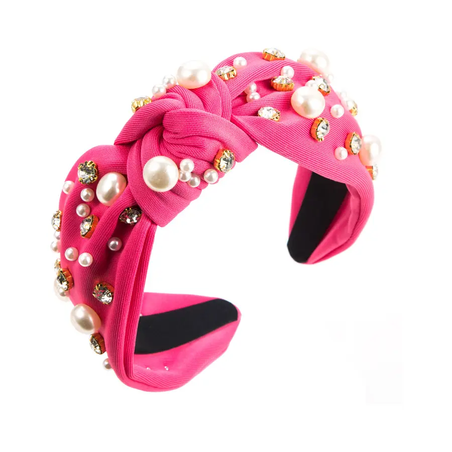 Pearl & Diamond Hairband for Women Pink Elegant - Image 6