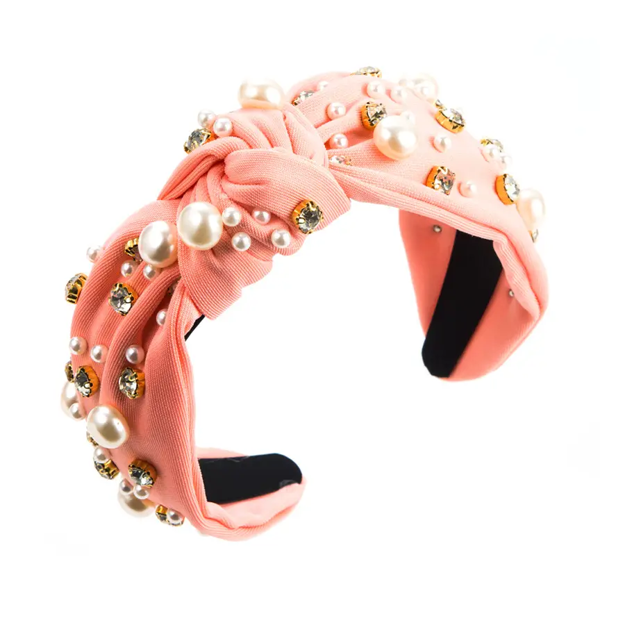 Pearl & Diamond Hairband for Women Pink Elegant - Image 9