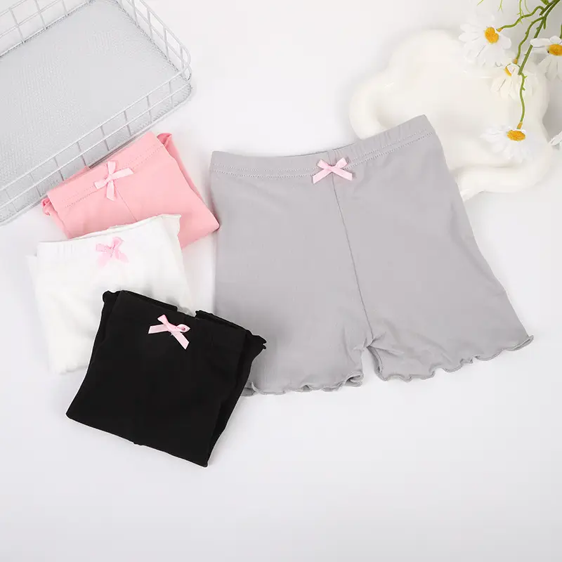 Children's Gray Bow Boxer Briefs with Lace Trim - Image 6