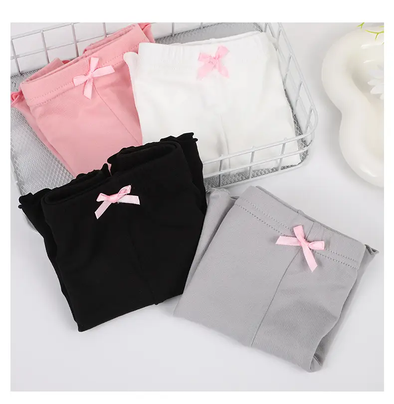 Children's Gray Bow Boxer Briefs with Lace Trim — feature 11
