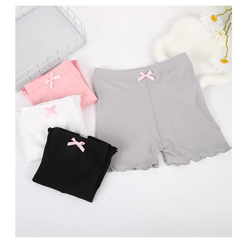 Children's Gray Bow Boxer Briefs with Lace Trim — feature 13