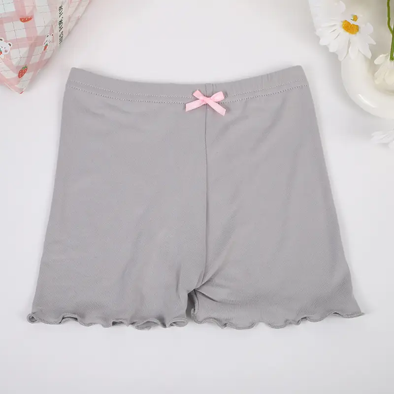Children's Gray Bow Boxer Briefs with Lace Trim - Image 3