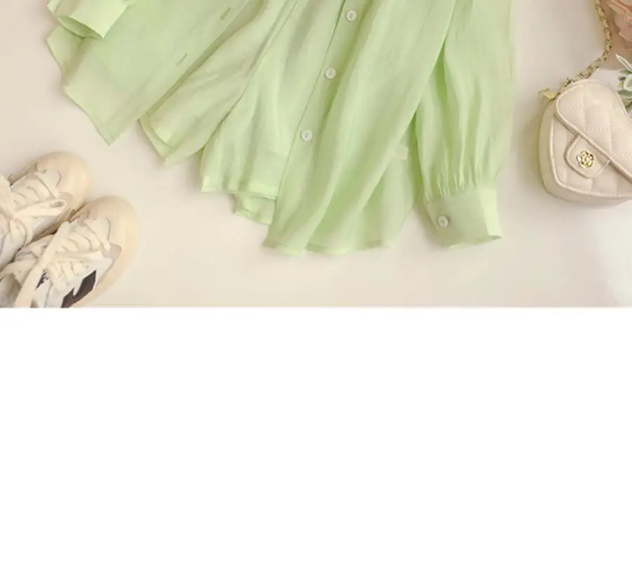 Girls Sun Protection Suit Green 2-Piece Set — feature 11