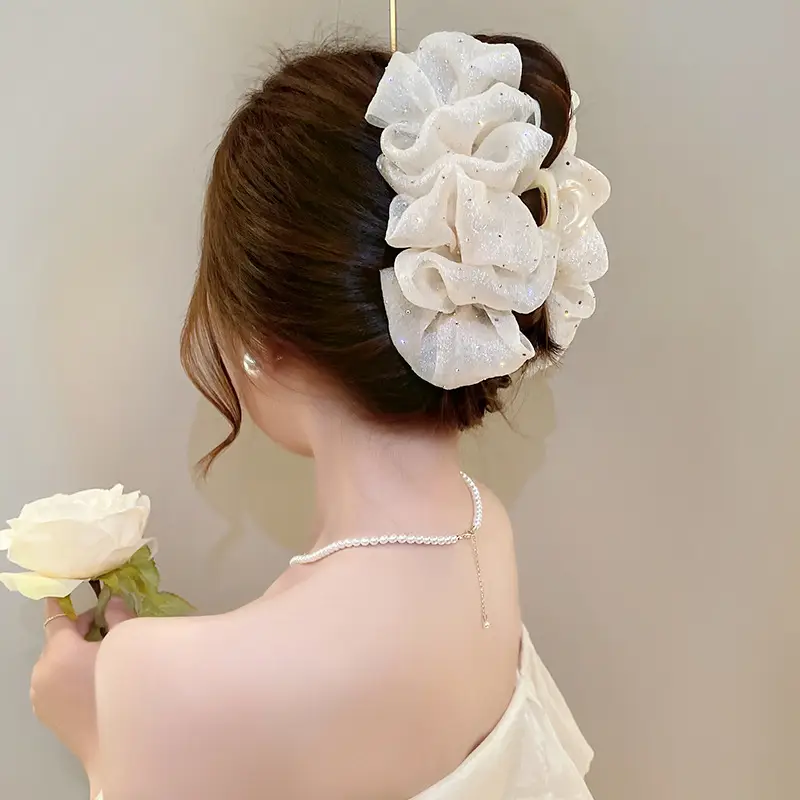 Women's Mesh Shark Clip Hairpin with Sparkle Cloud Bubble Design - Image 3