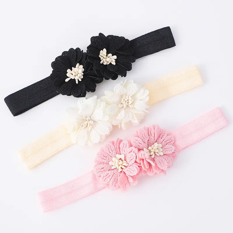 Black Floral Baby Shoes with Hair Band Set — feature 4