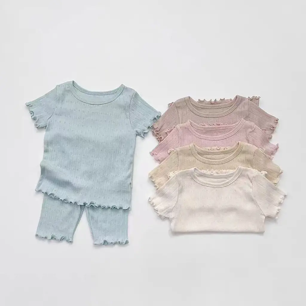 Kids Hollow Out Summer Capri Pants Set Multi Color