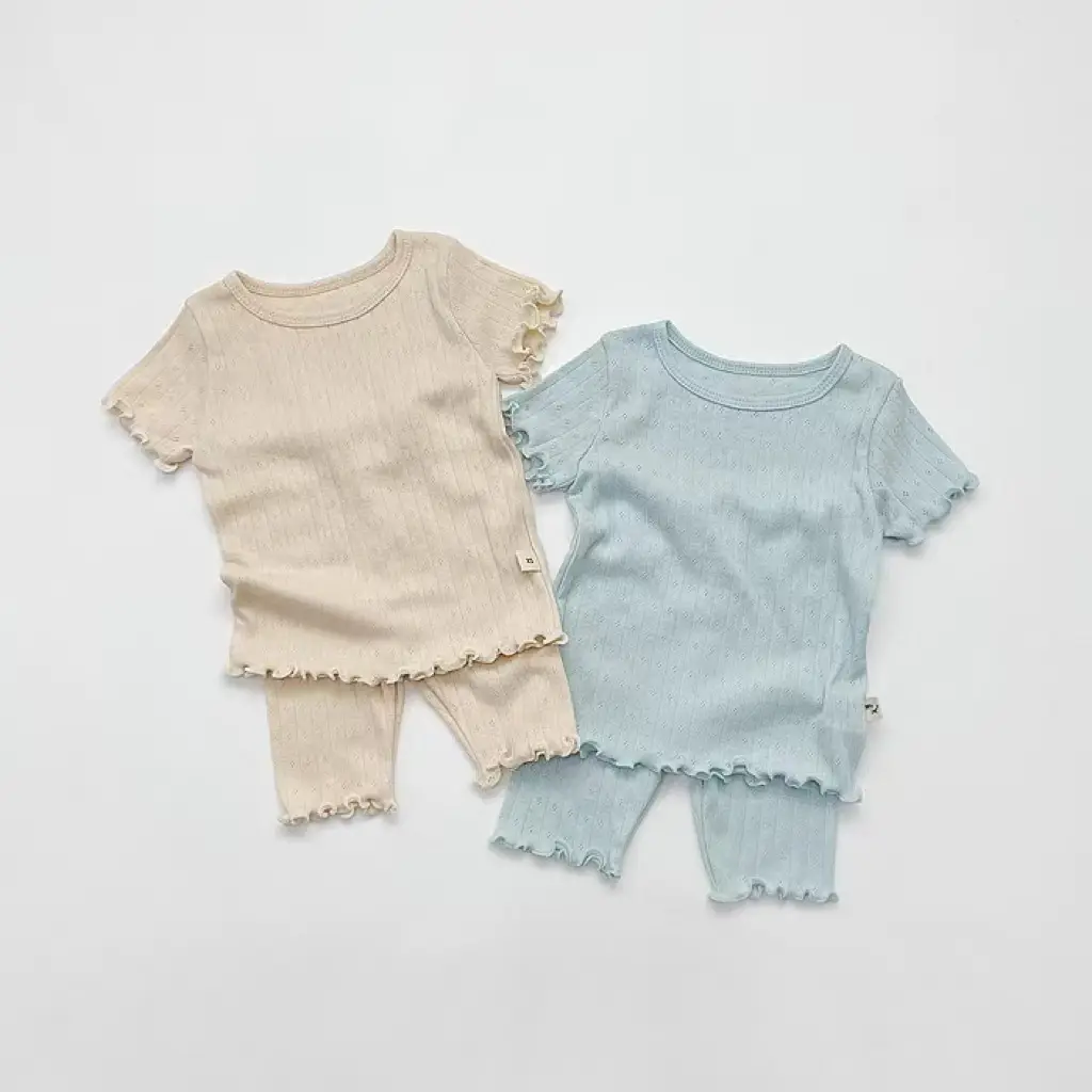 Kids Hollow Out Summer Capri Pants Set Multi Color — feature 13