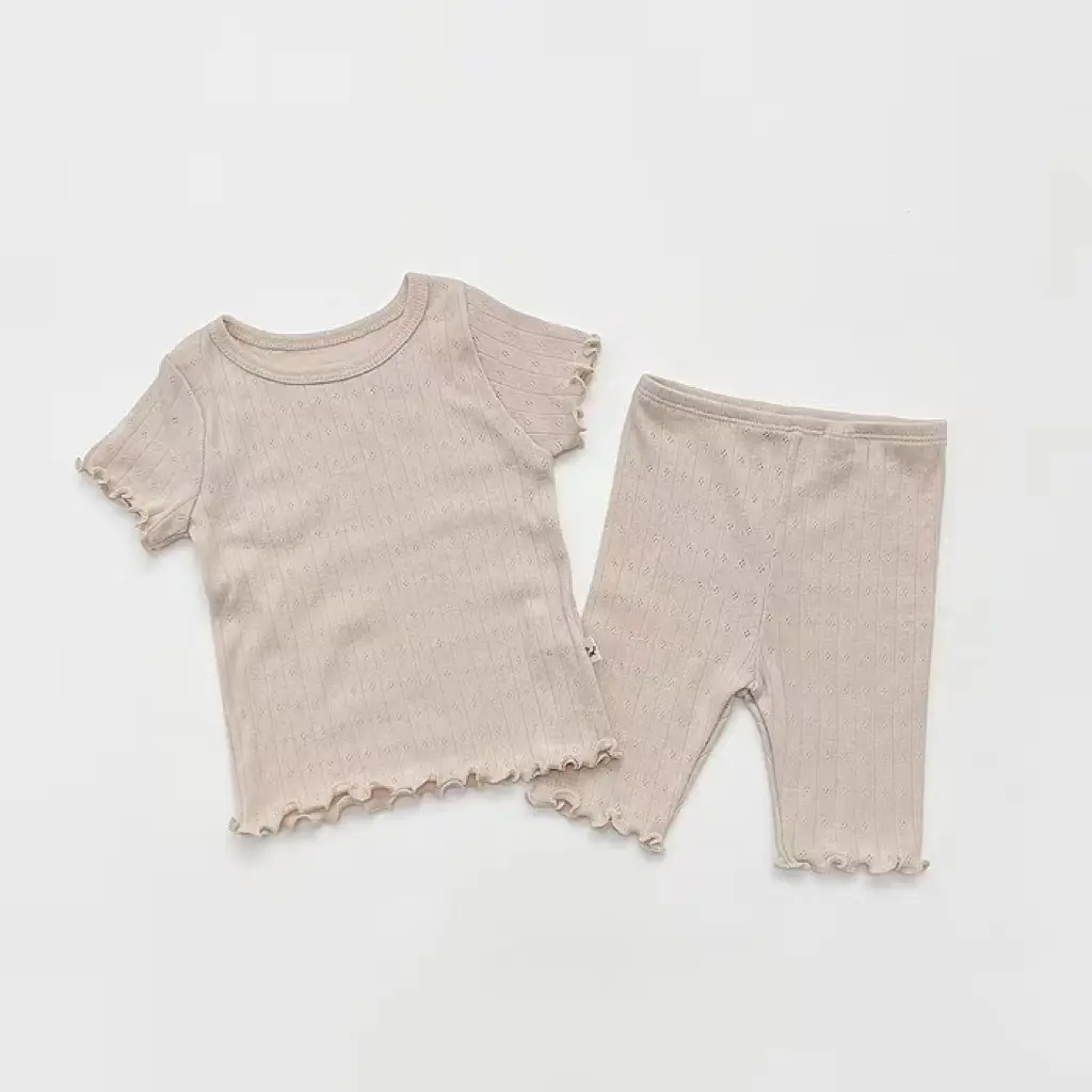 Kids Hollow Out Summer Capri Pants Set Multi Color — feature 9