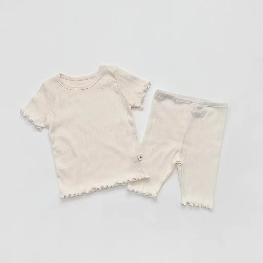 Kids Hollow Out Summer Capri Pants Set Multi Color