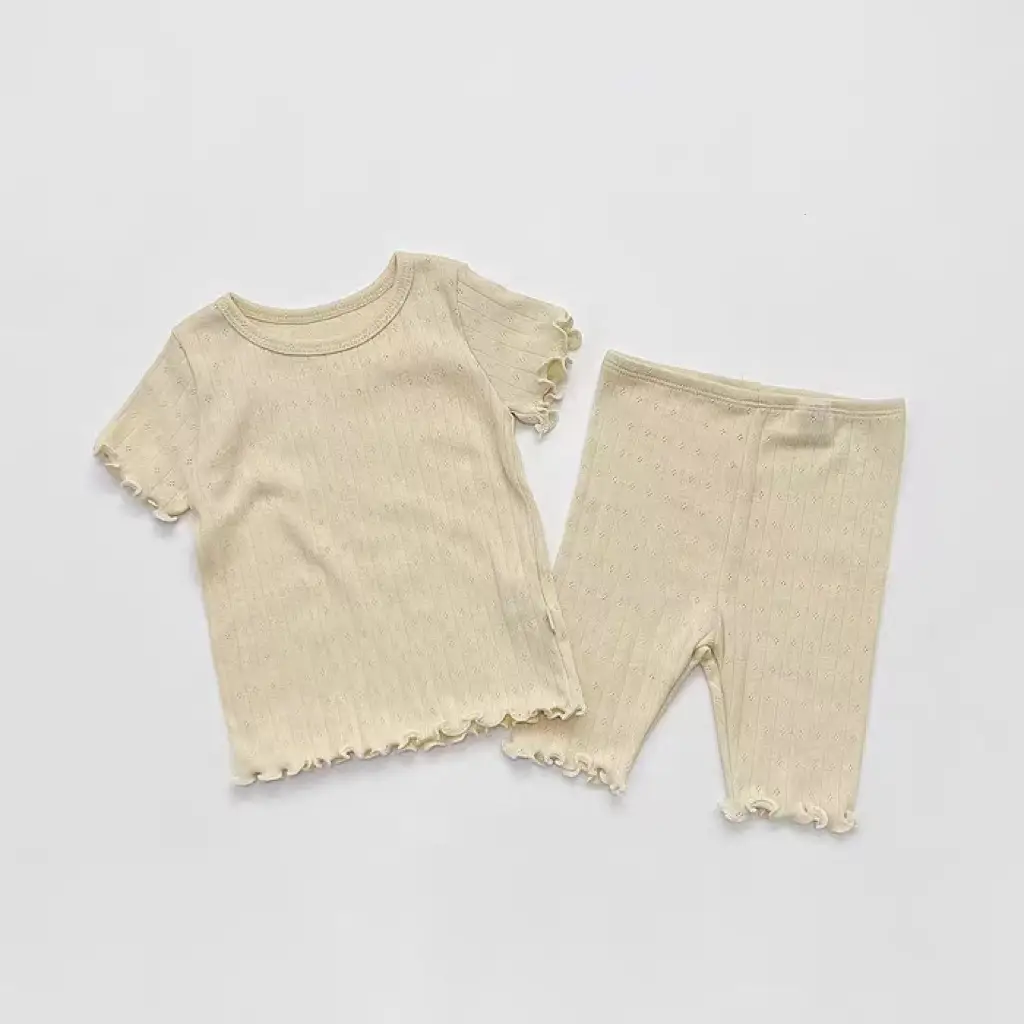 Kids Hollow Out Summer Capri Pants Set Multi Color