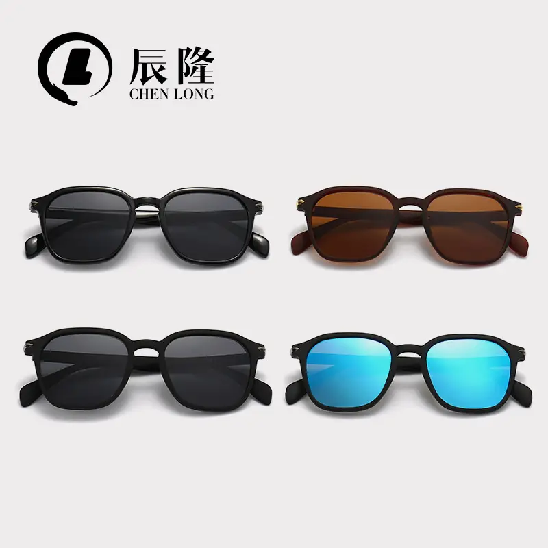Men's Black Rivet Sunglasses with Blue Lensed Polarized Design