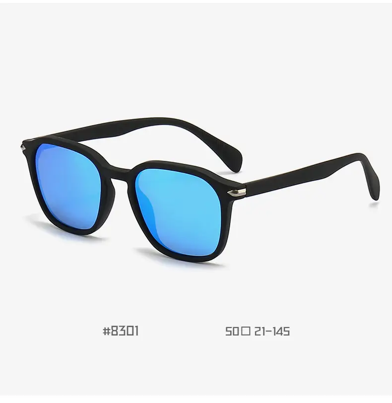 Men's Black Rivet Sunglasses with Blue Lensed Polarized Design — feature 16