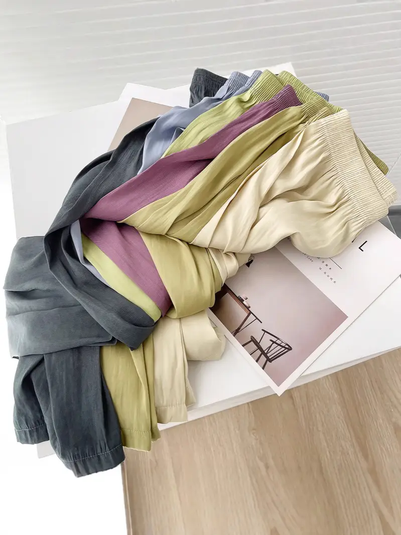 Women Ice Silk Wide Leg Pants Summer Cool Sun Protection