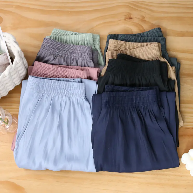 Women Ice Silk Wide Leg Pants Summer Cool Sun Protection — feature 12