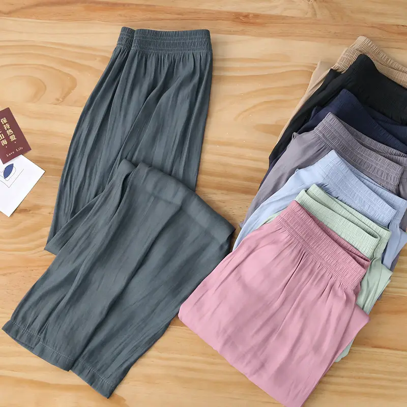 Women Ice Silk Wide Leg Pants Summer Cool Sun Protection — feature 15