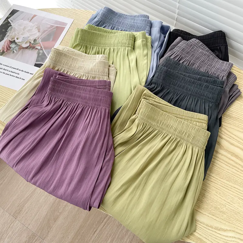 Women Ice Silk Wide Leg Pants Summer Cool Sun Protection — feature 19