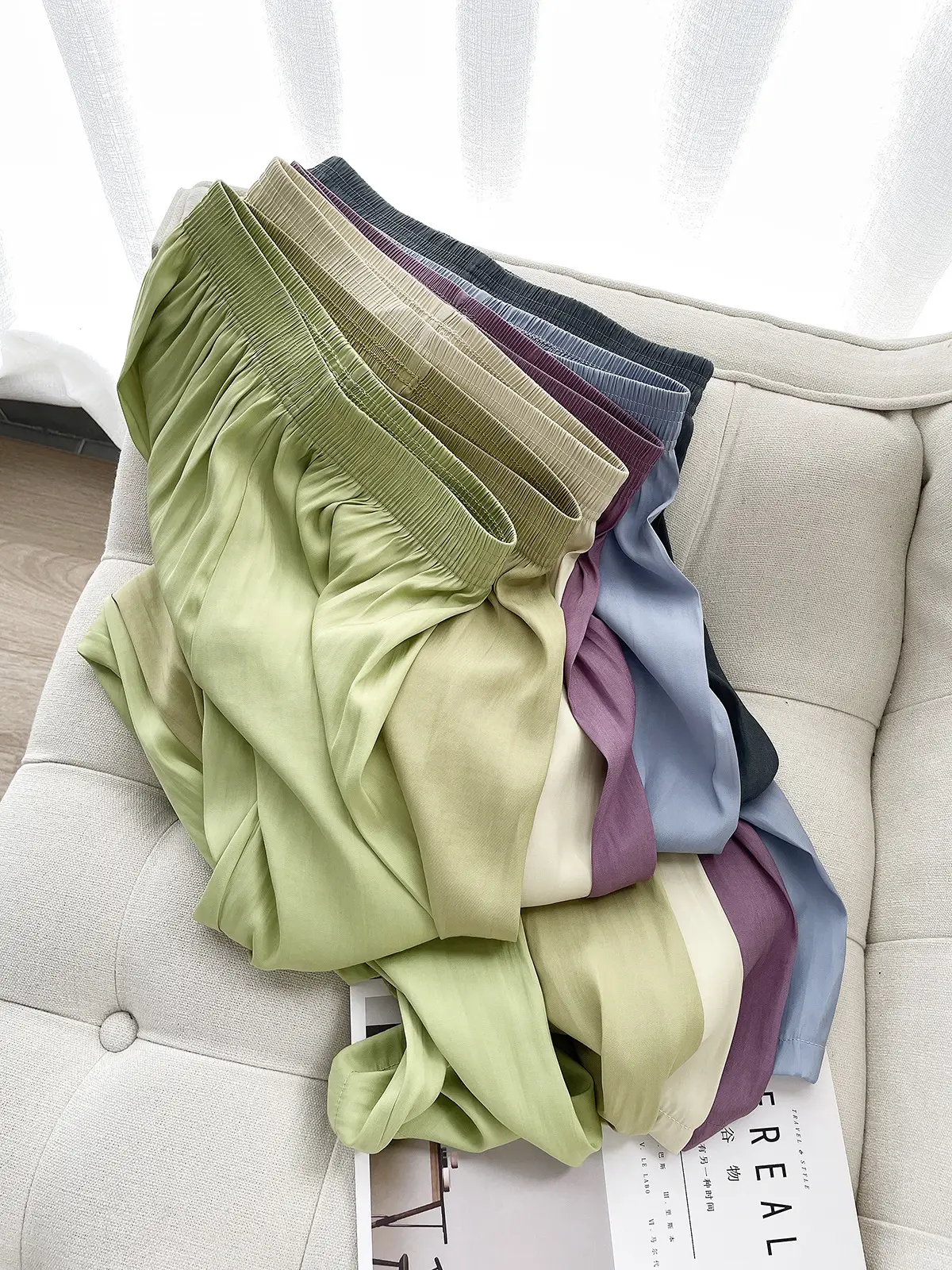 Women Ice Silk Wide Leg Pants Summer Cool Sun Protection — feature 21