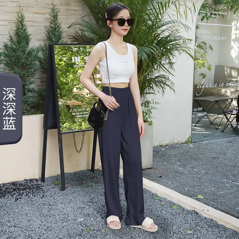 Women Ice Silk Wide Leg Pants Summer Cool Sun Protection — feature 5