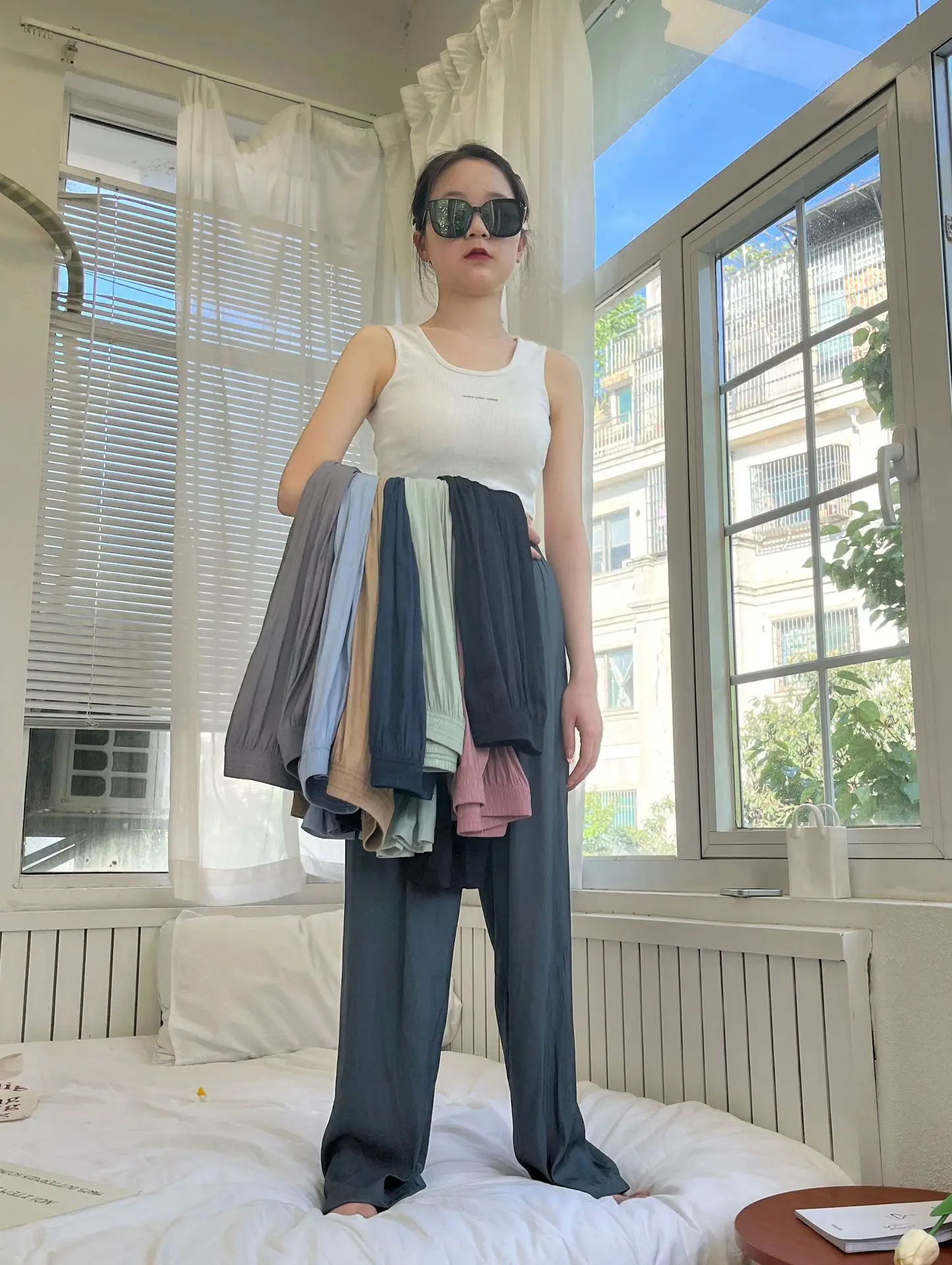 Women Ice Silk Wide Leg Pants Summer Cool Sun Protection — feature 8