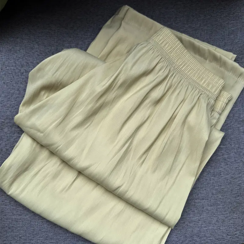 Women Ice Silk Wide Leg Pants Summer Cool Sun Protection