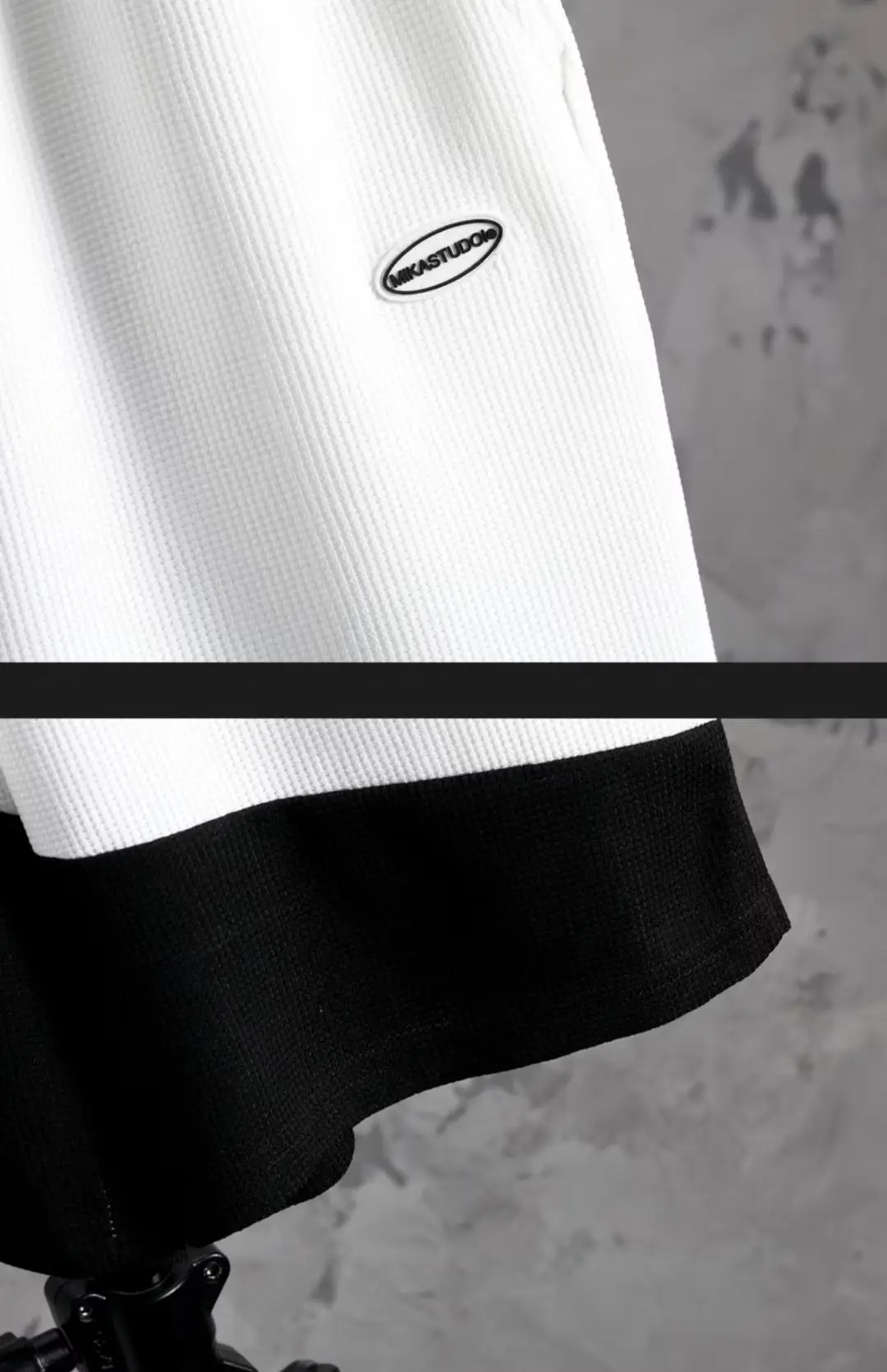 Men's Black White Casual Shorts Set Large — feature 12