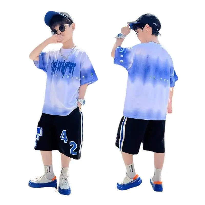 Green Tie-Dye Boys Summer T-Shirt Shorts Set - Image 5