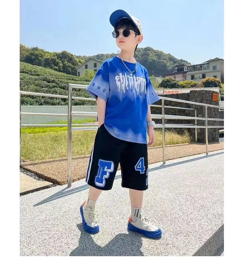 Green Tie-Dye Boys Summer T-Shirt Shorts Set — feature 10