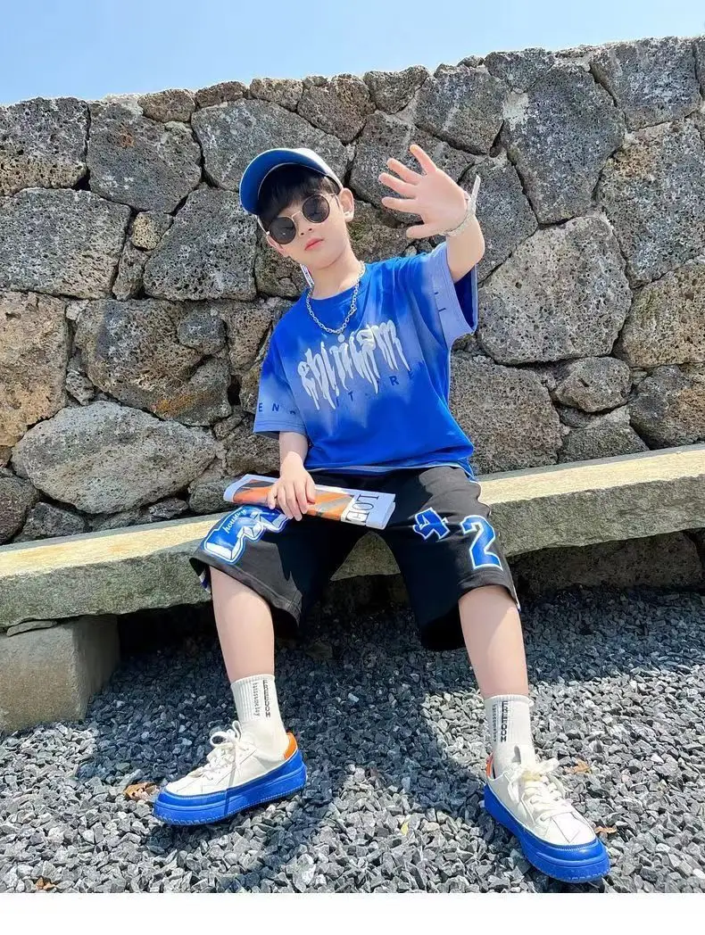 Green Tie-Dye Boys Summer T-Shirt Shorts Set — feature 3