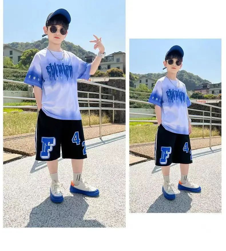 Green Tie-Dye Boys Summer T-Shirt Shorts Set — feature 9