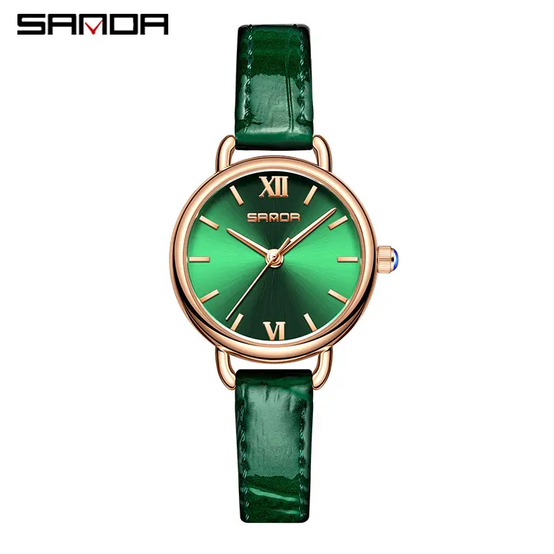 Sanda Rose Gold Women's Quartz Watch Brown Leather Strap