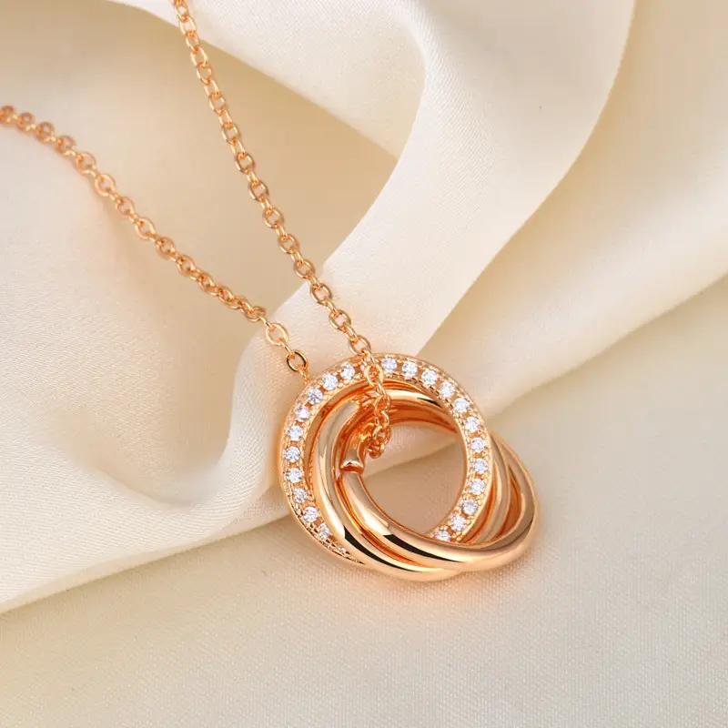 Gold Cross-Circle Necklace for Women with Crystal Accents