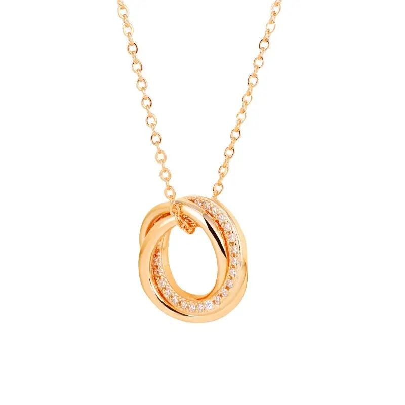 Gold Cross-Circle Necklace for Women with Crystal Accents
