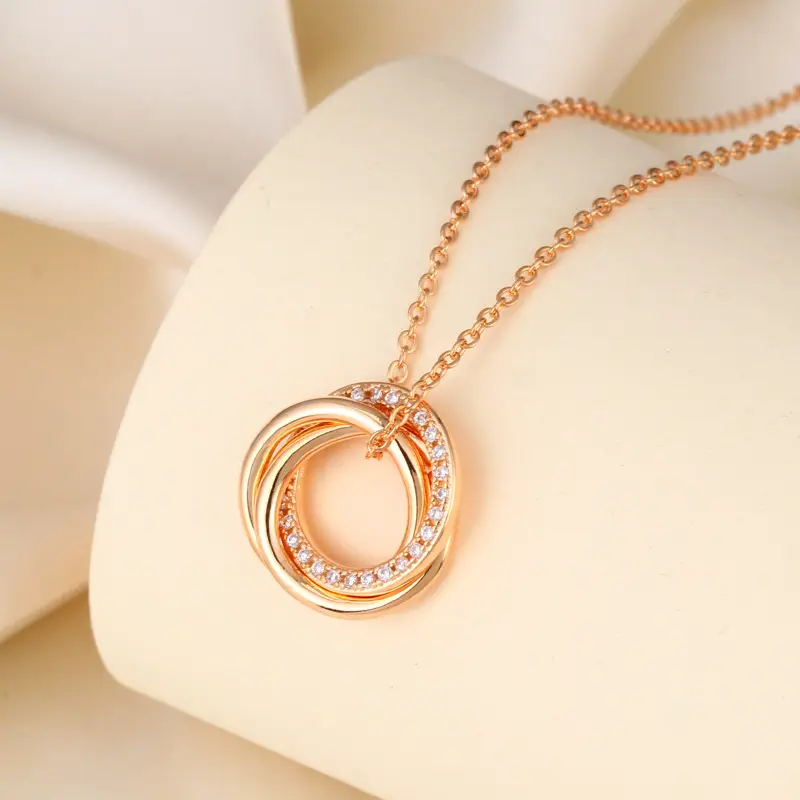 Gold Cross-Circle Necklace for Women with Crystal Accents — feature 10