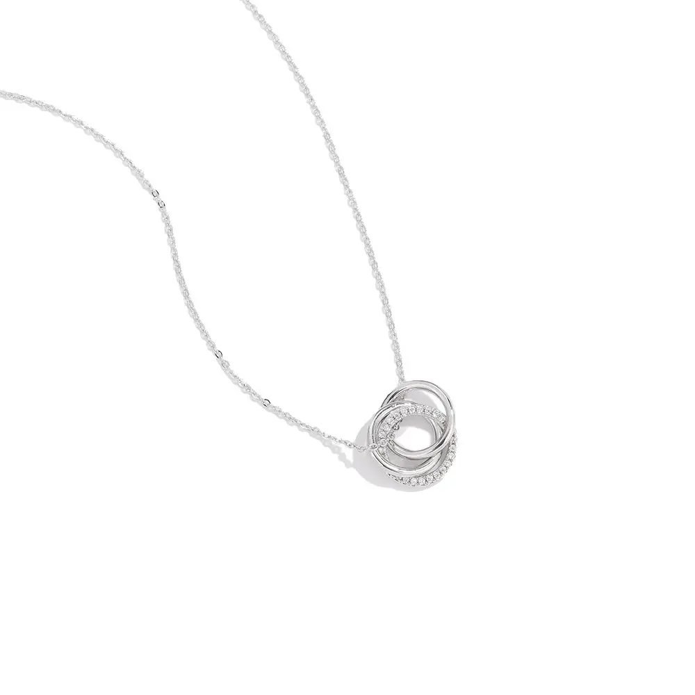 Gold Cross-Circle Necklace for Women with Crystal Accents — feature 14