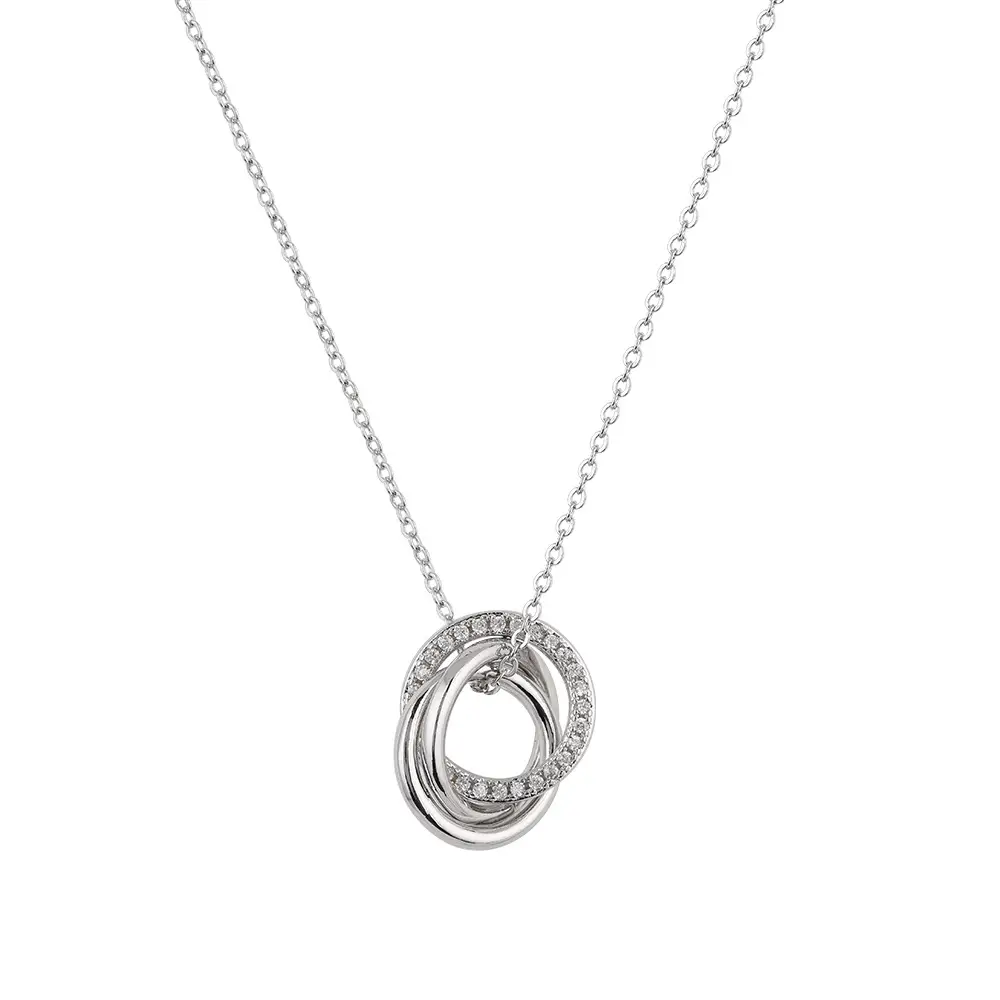 Gold Cross-Circle Necklace for Women with Crystal Accents