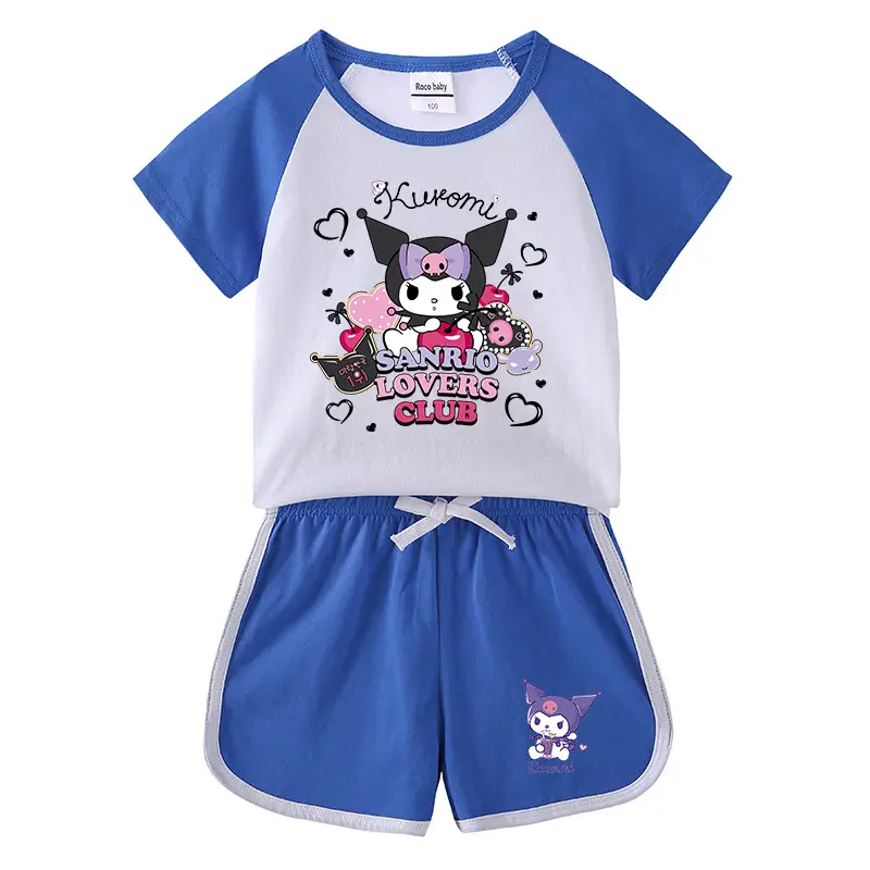 2023 Kids Summer Suit Black White Cartoon Short Sleeve - Image 2