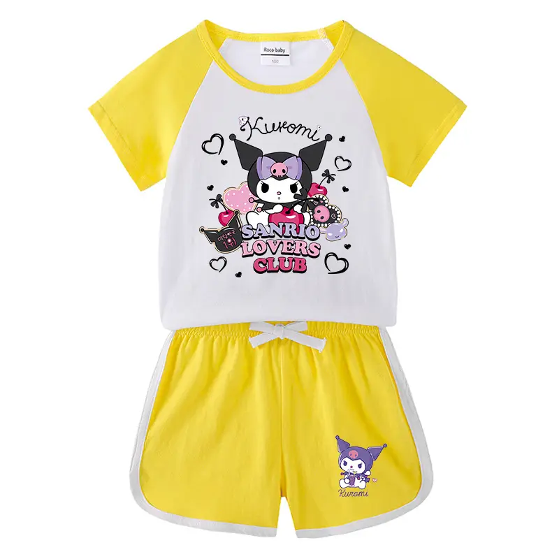 2023 Kids Summer Suit Black White Cartoon Short Sleeve - Image 5