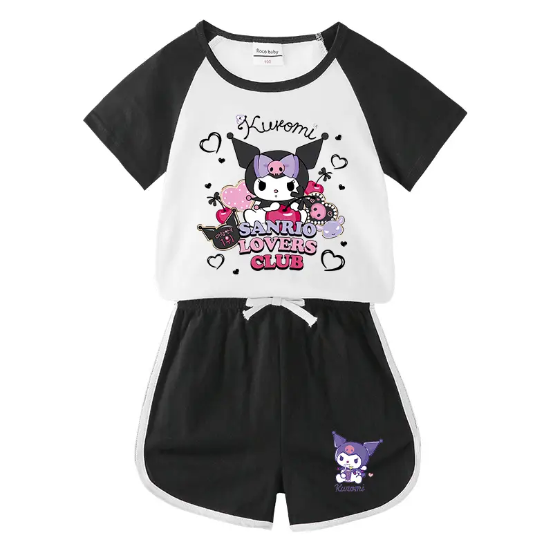 2023 Kids Summer Suit Black White Cartoon Short Sleeve - Image 6
