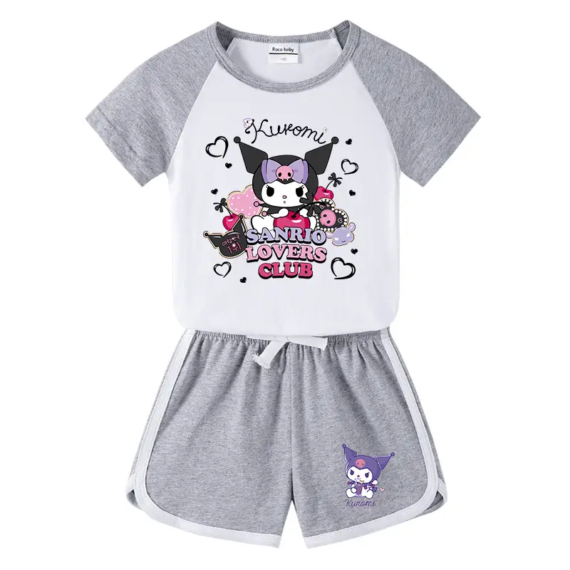 2023 Kids Summer Suit Black White Cartoon Short Sleeve - Image 7