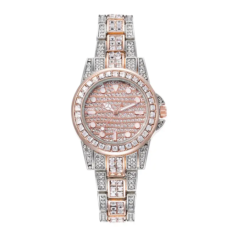 Diamond-Embedded Women's Quartz Watch Silver