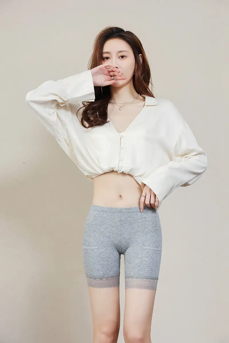 Women's Black Lace Three-Quarter Safety Pants — feature 19